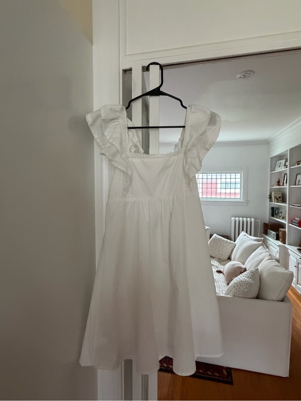 White Ruffle Sleeve Shower Dress